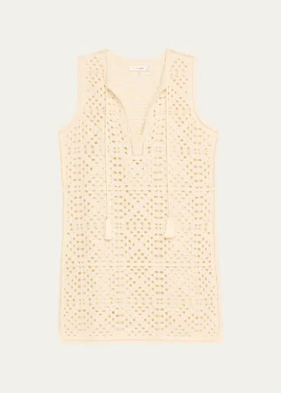 Frame Crochet Tassel Popover Mini Dress In Neutral