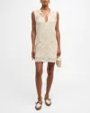 Frame Crochet Tassel Popover Mini Dress In Cream