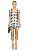 Frame Crochet Tassle Popover Dress In Navy Multi
