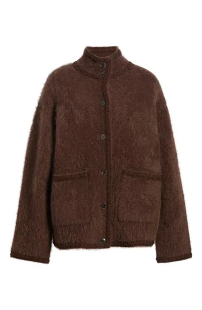 Frame Crochet Trim Alpaca & Wool Jacket In Brown