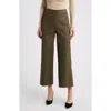 Frame Crop Wide Leg Leather Pants In Rich Military