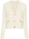 Frame Double Pocket Cropped Cardi Cream Wool In White