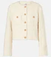 Frame Denim Cropped Button Front Wool-blend Jacket In White
