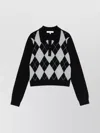 Frame Cropped Diamond Print Wool Blend Polo