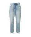 Frame Cropped Distressed Jeans In Blue