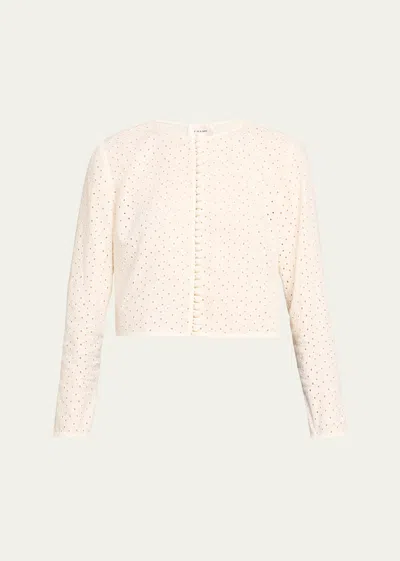 Frame Cropped Eyelet Cotton Jacket In Neutral
