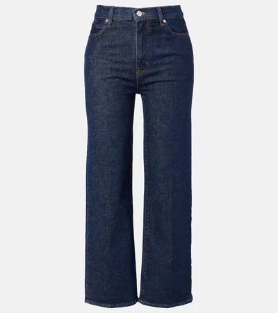 Frame Cropped High-rise Wide-leg Jeans In Blue