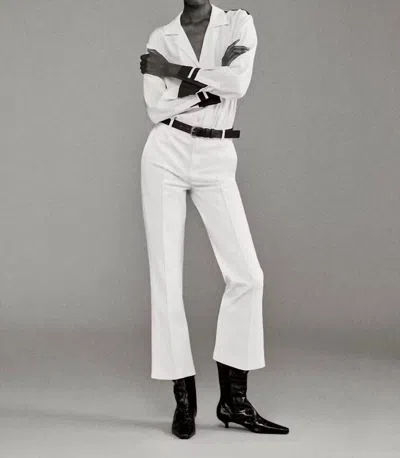 Frame Cropped Kick Flare Trouser In Albaster In White