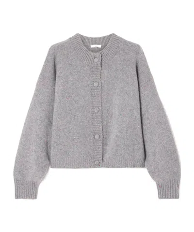 Frame Cropped Knit Cardigan In Gray