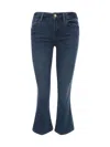 Frame Le Crop Mini Boot Bootcut Ankle Jeans With Raw Hem In Blue