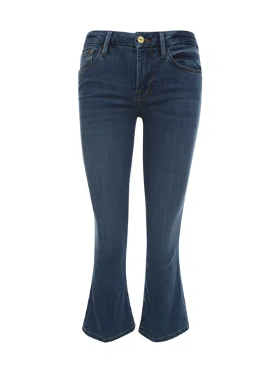 Frame Cropped Mini Boot Trousers In Blue