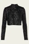 Frame Cropped Sequin Top In Black