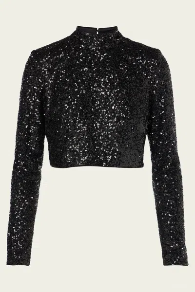 FRAME CROPPED SEQUIN TOP IN BLACK