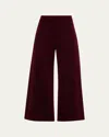 Frame Cropped Velvet Pants In Wine