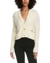 Frame Cropped Wool-blend Cardigan In White