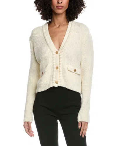 Frame Cropped Wool-blend Cardigan In Neutral