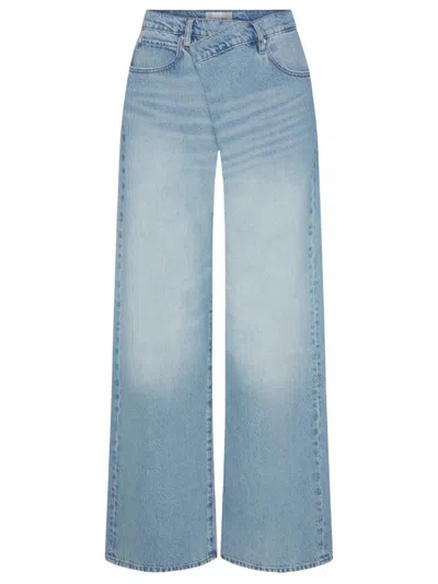 Frame Crossover Loose Wide-leg Jeans In Light Denim Cotton In Blue