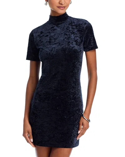 Frame Velvet Turtleneck Mini Dress In Black