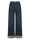Frame The Cuffed Wide High-rise Wide-leg Jeans In Blue