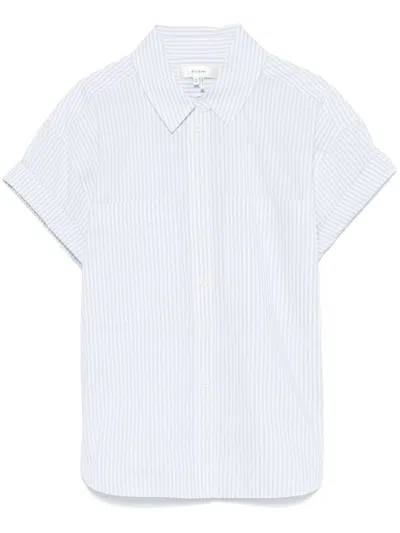 Frame Cuffed Short-sleeve Shirt In Blue