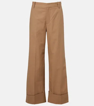 Frame Cuffed Slim Palazzo Wide-leg Pants In Brown