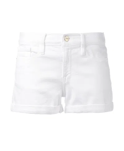 Frame Curled Shorts In White
