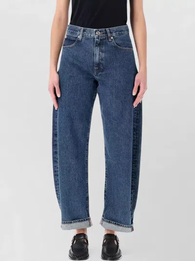 Frame Curved Barrel Denim Trousers High Waist In Blue