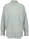 Frame Cutaway Collar Vertical Stripes Shirt In Green