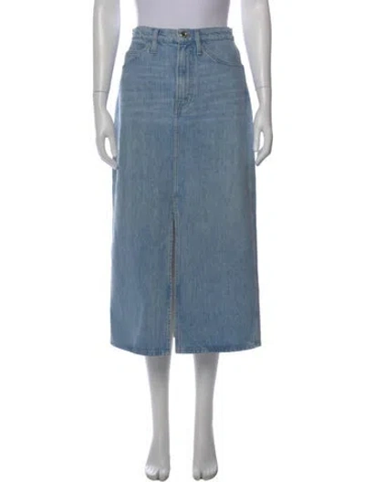 Pre-owned Frame Cutout Accent Midi Length Skirt In Blue