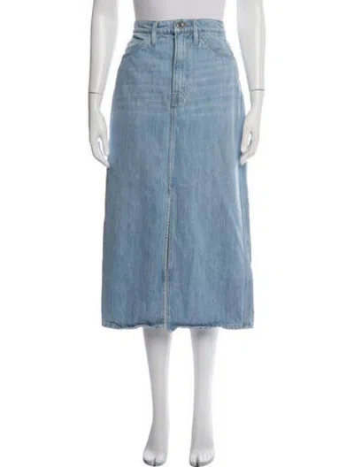 Pre-owned Frame Cutout Accent Midi Length Skirt In Blue