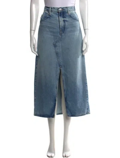 Pre-owned Frame Cutout Accent Midi Length Skirt W/ Tags In Blue