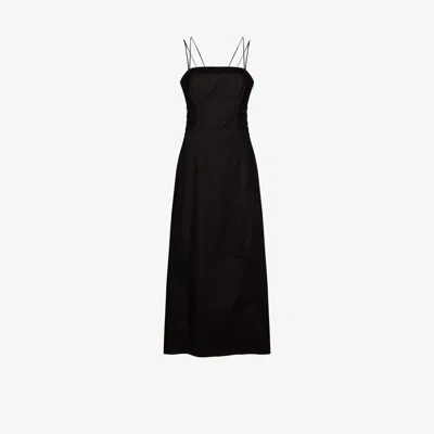 Frame Cutout Cotton Midi Dress In Black