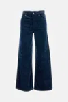 Frame Dark Blue Corduroy Wide Leg Pants In Blue