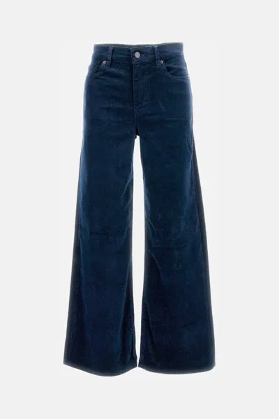 FRAME DARK BLUE CORDUROY WIDE LEG PANTS
