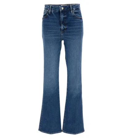 Frame Dark Blue Flared High Rise Jeans In White