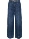 Frame Dark Blue Wide Cropped Jeans In Blue