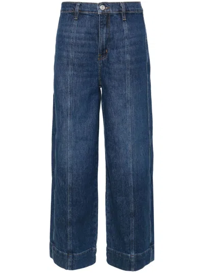 Frame Dark Blue Wide Cropped Jeans