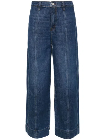 Frame Seamed High-rise Wide-leg Jeans In Blue