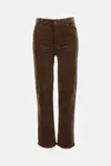 Frame Dark Brown Corduroy Straight Fit Pants In Brown