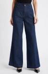 Frame Darted Wide Leg Jeans In Rinse