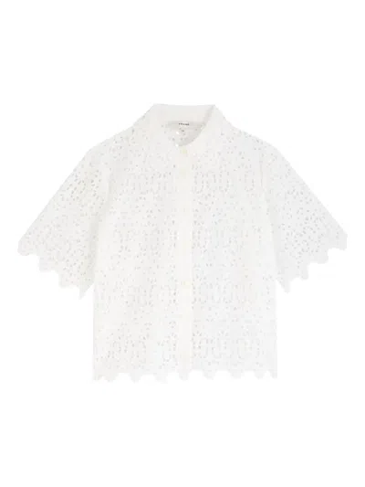 Frame Deco Scalloped Embroidered Blouse In White