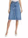 Frame Deconstructed Denim Midi Skirt In Mabel In Multi