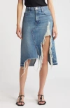 Frame Deconstructed Frayed Denim Skirt In Salem