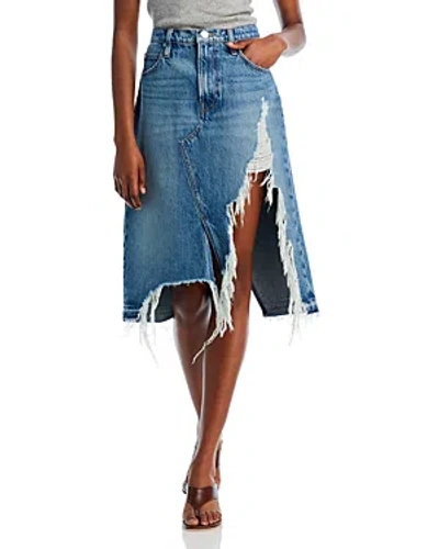 Frame Deconstructed Denim Skirt In Blue