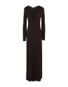Frame Deep V Jersey Dress Woman Maxi Dress Dark Brown Size M Viscose In Brown