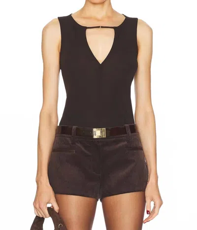 FRAME DEEP V TANK TOP IN CHOCOLATE BROWN