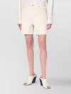 Frame Denim Bermuda Shorts With Back Pockets And Frayed Hem In White