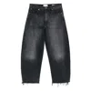 Frame The Bubble Cropped Wide Jeans In Black