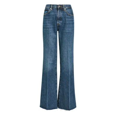 Frame The Lax Distressed Flared-leg Denim Jeans In Blue