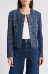 Frame Womens Indigo Boxy-fit Round-neck Cotton-tweed Jacket Xl In Blue